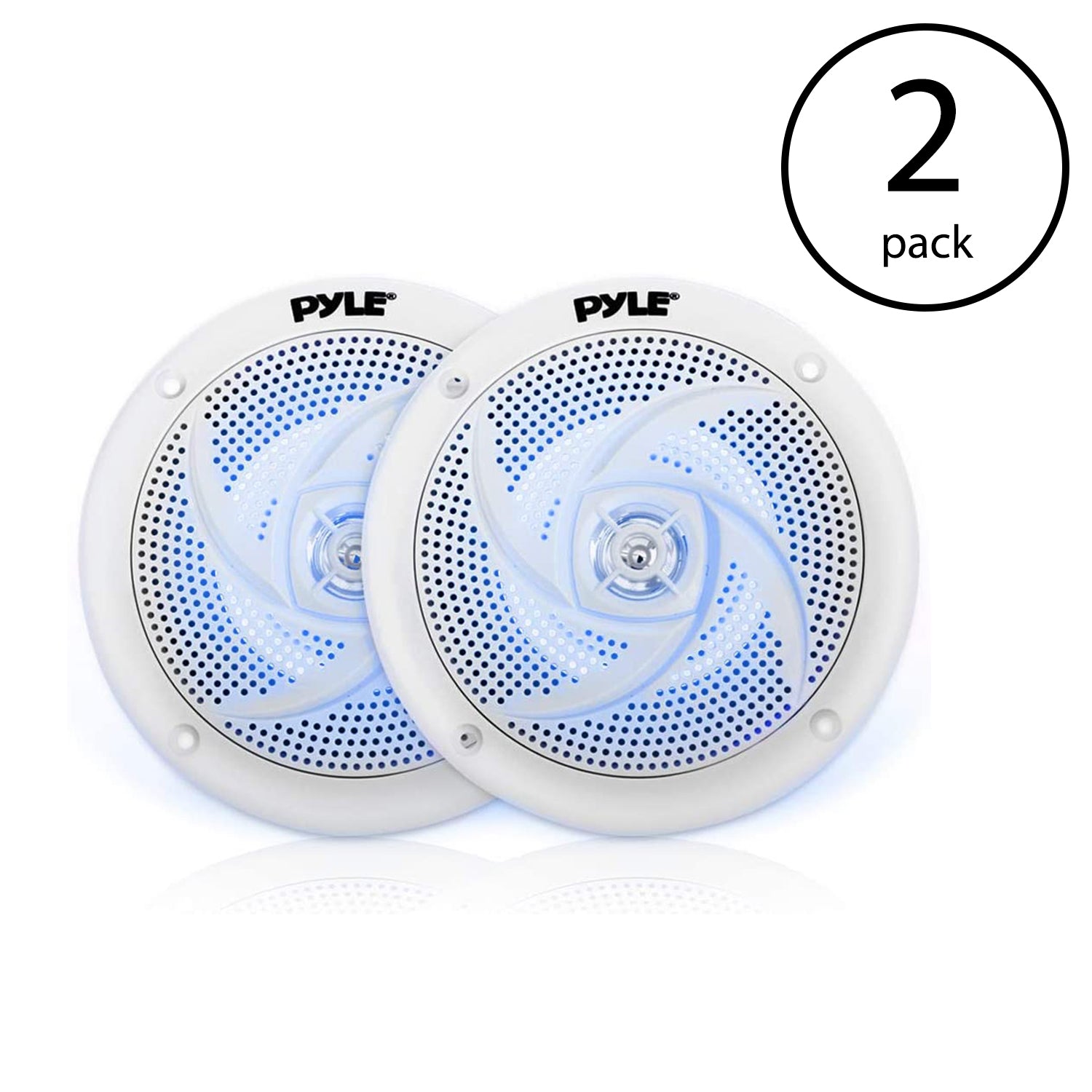 Pyle PLMRS53WL 5.25 Inch Waterproof Low Profile Marine Speakers, White (4 Pack)