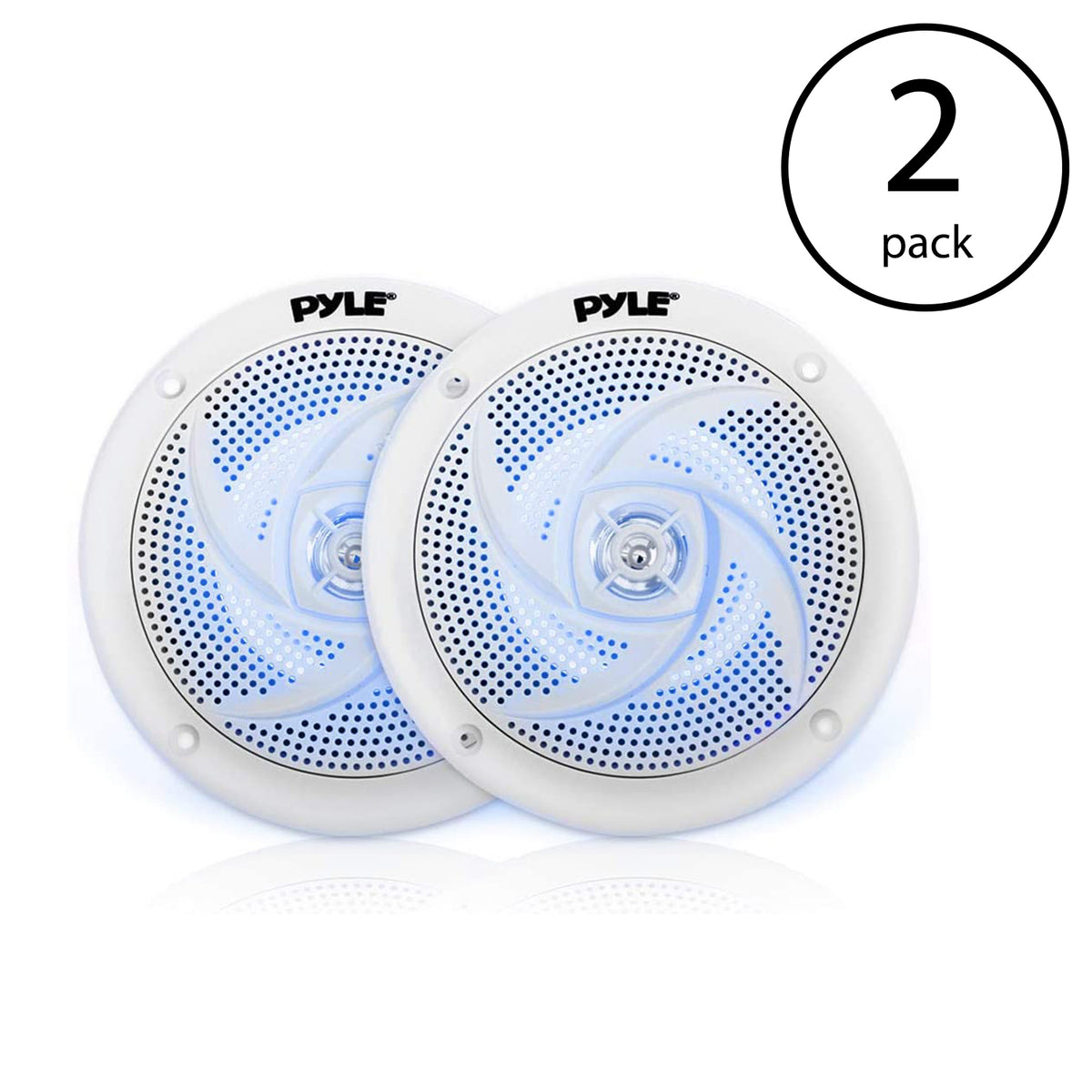 Pyle PLMRS53WL 5.25 Inch Waterproof Low Profile Marine Speakers, White (4 Pack)