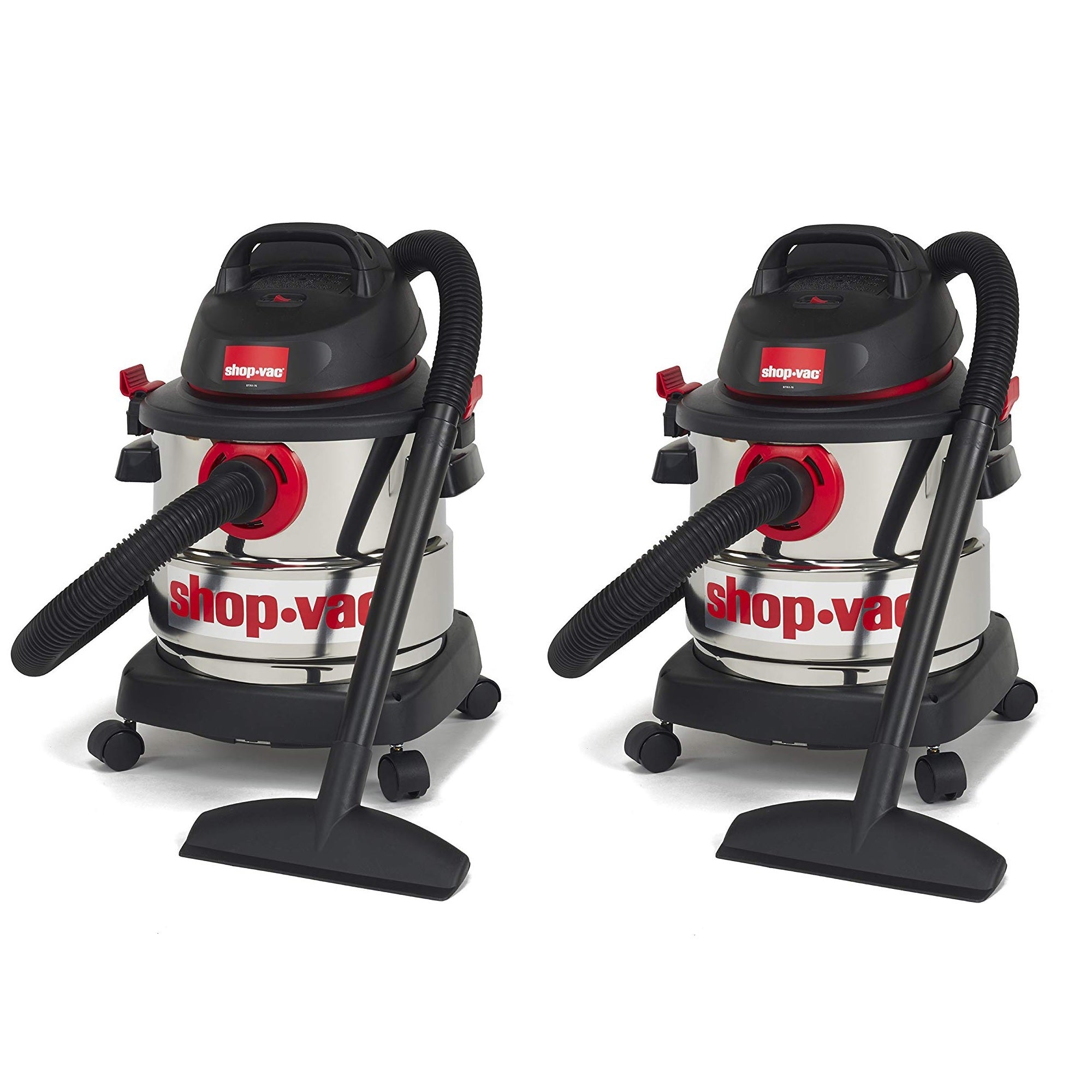 Shop Vac Stainless Steel Portable 5 Gal Wet Dry Vacuum Cleaner & Blower (2 Pack)