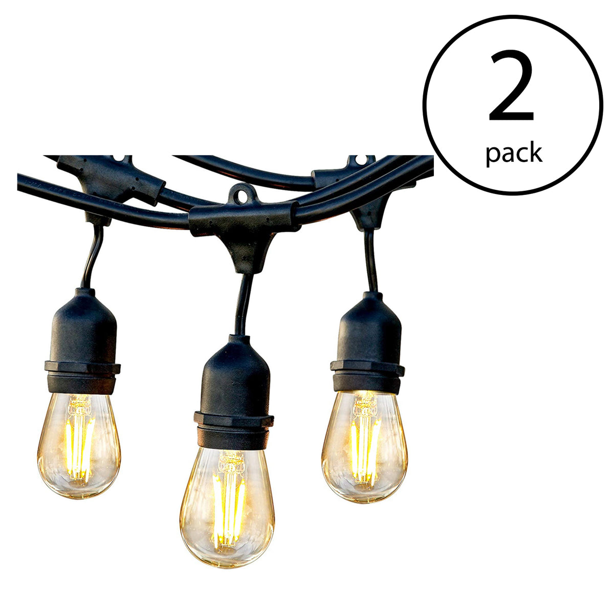 Brightech Ambience Pro Edison Black LED Waterproof String Lights, 24 Ft (2 Feet)