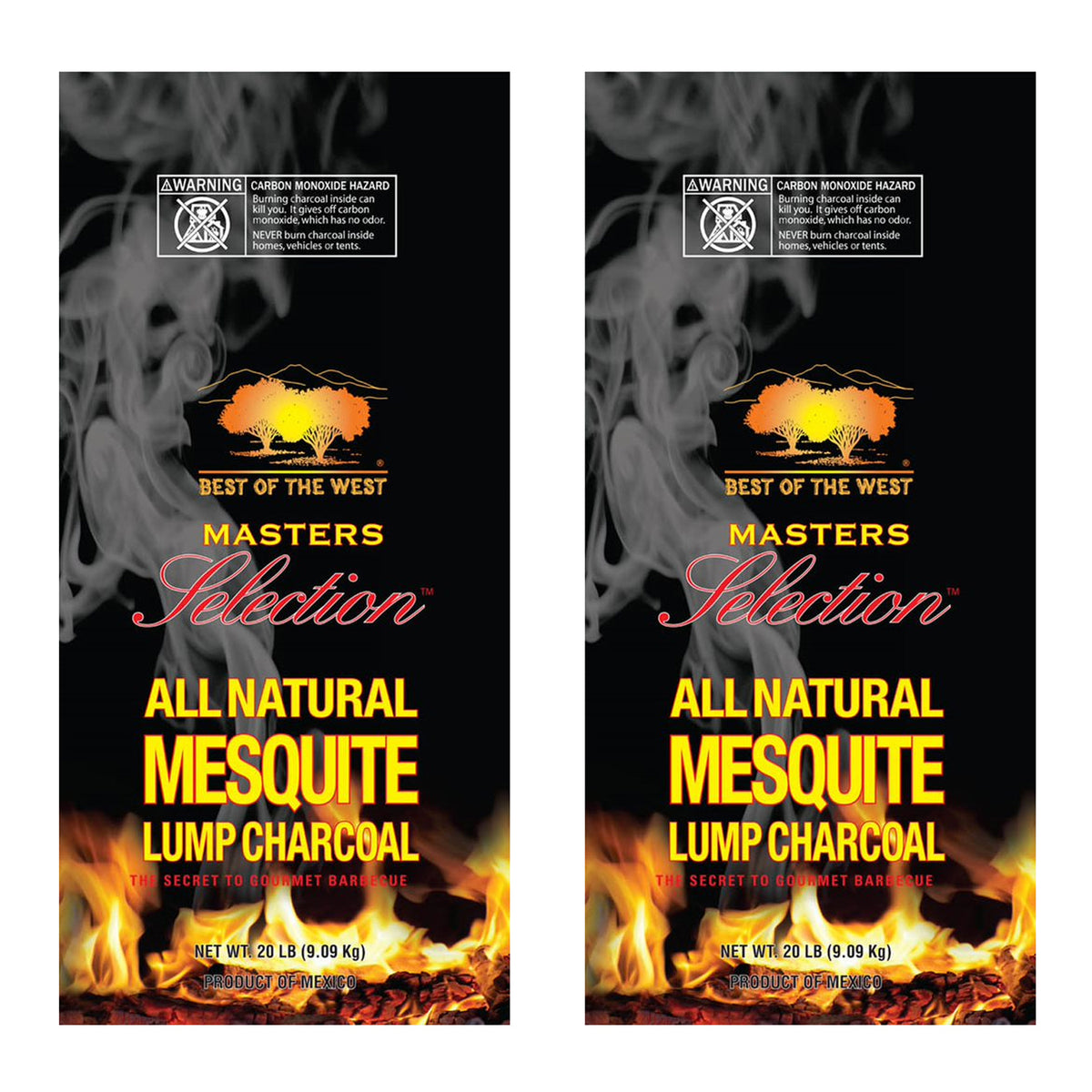 Best of the West Masters Mesquite Lump Grilling Charcoal 20 Pound Bag (2 Pack)