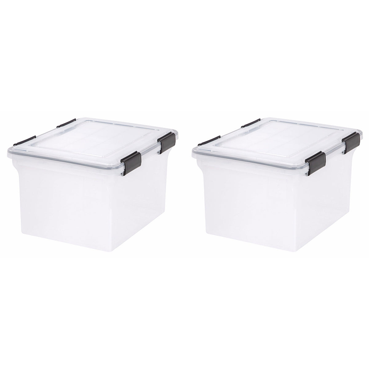 IRIS USA Letter and Legal Size File Box Storage Container, Clear (2 Pack)