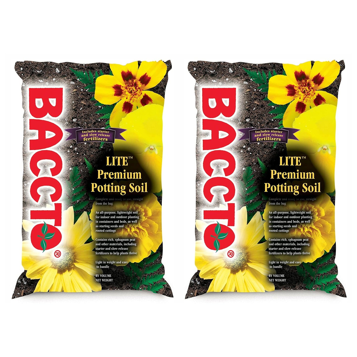 Michigan Peat 1420P Baccto Lite Premium Outdoor Potting Soil, 20 Quart (2 Pack) - VMInnovations
