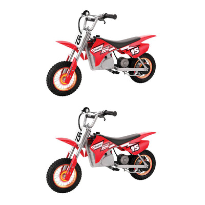 Razor MX400 Dirt Rocket 24V Toy Motocross Motorcycle Dirt Bike, Red (2 Pack)