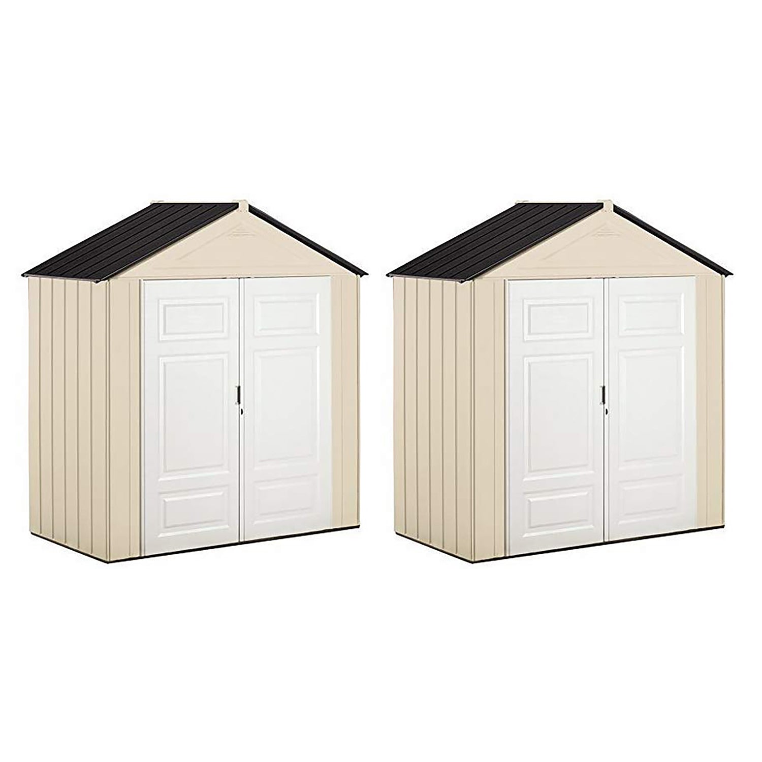 Rubbermaid 7x3 Foot Double Wall Plastic Utility Storage Shed, Sandstone (2 Pack) - VMInnovations