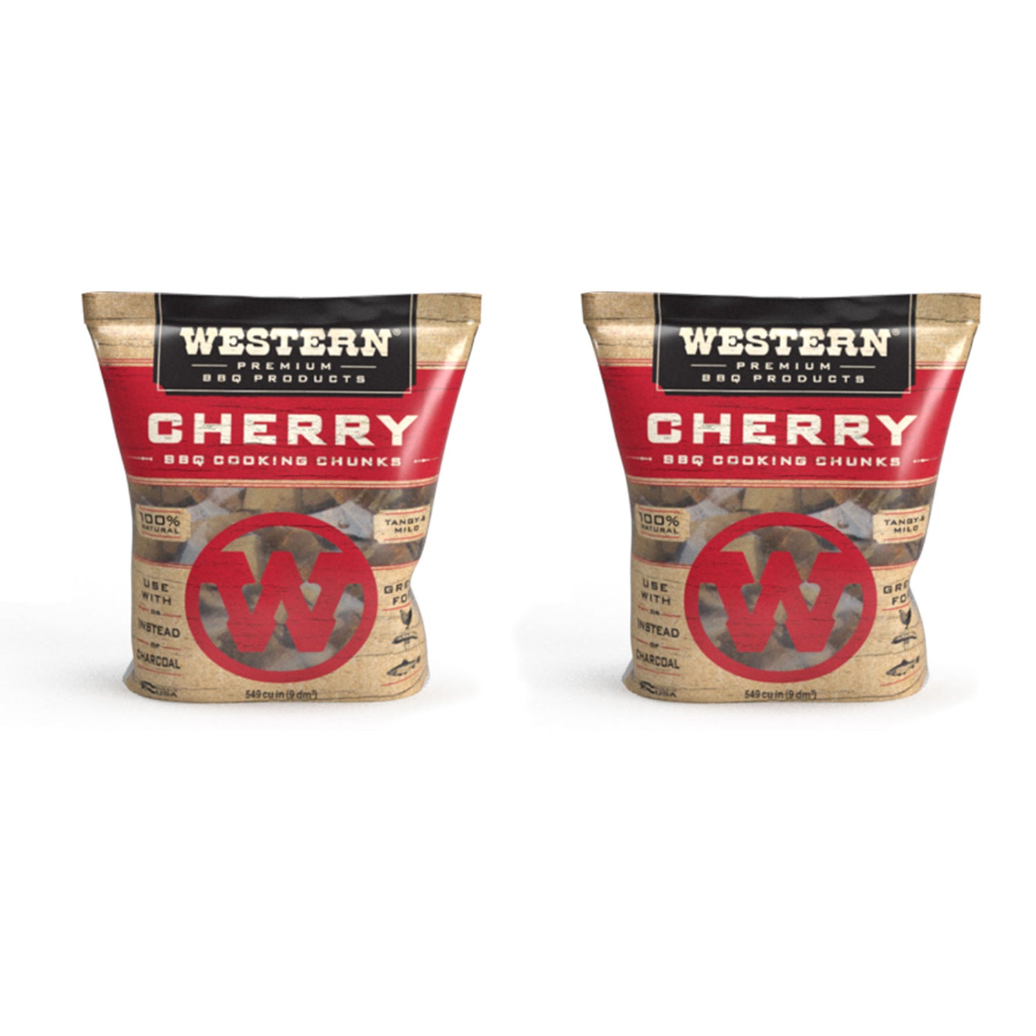 Western BBQ Smoking Barbecue Pellet Wood Cooking Chip Chunks, Cherry (2-Pack) - VMInnovations