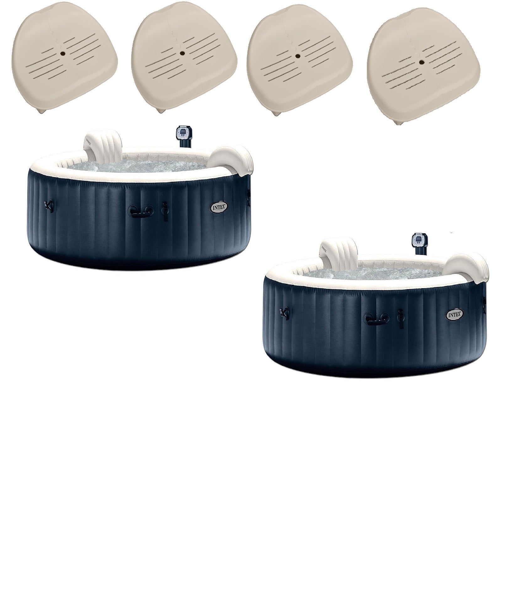 Intex PureSpa 75" Hot Tub (2 Pack) w/ Slip Resistant Removable Seat (4 Pack) - VMInnovations