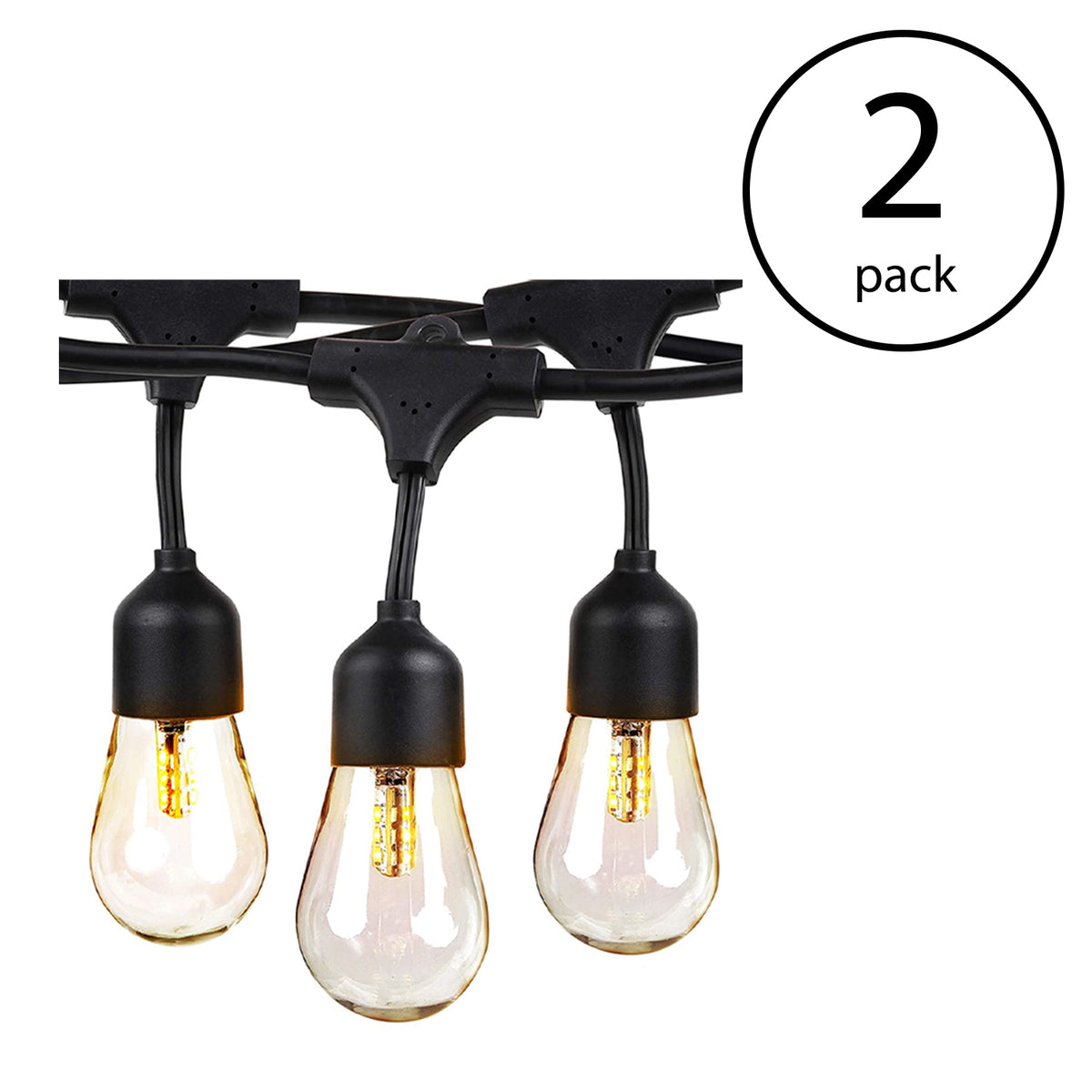 Brightech Ambience Pro Solar Power LED Edison Bulb String Lights, 27 Ft (2 Pack)