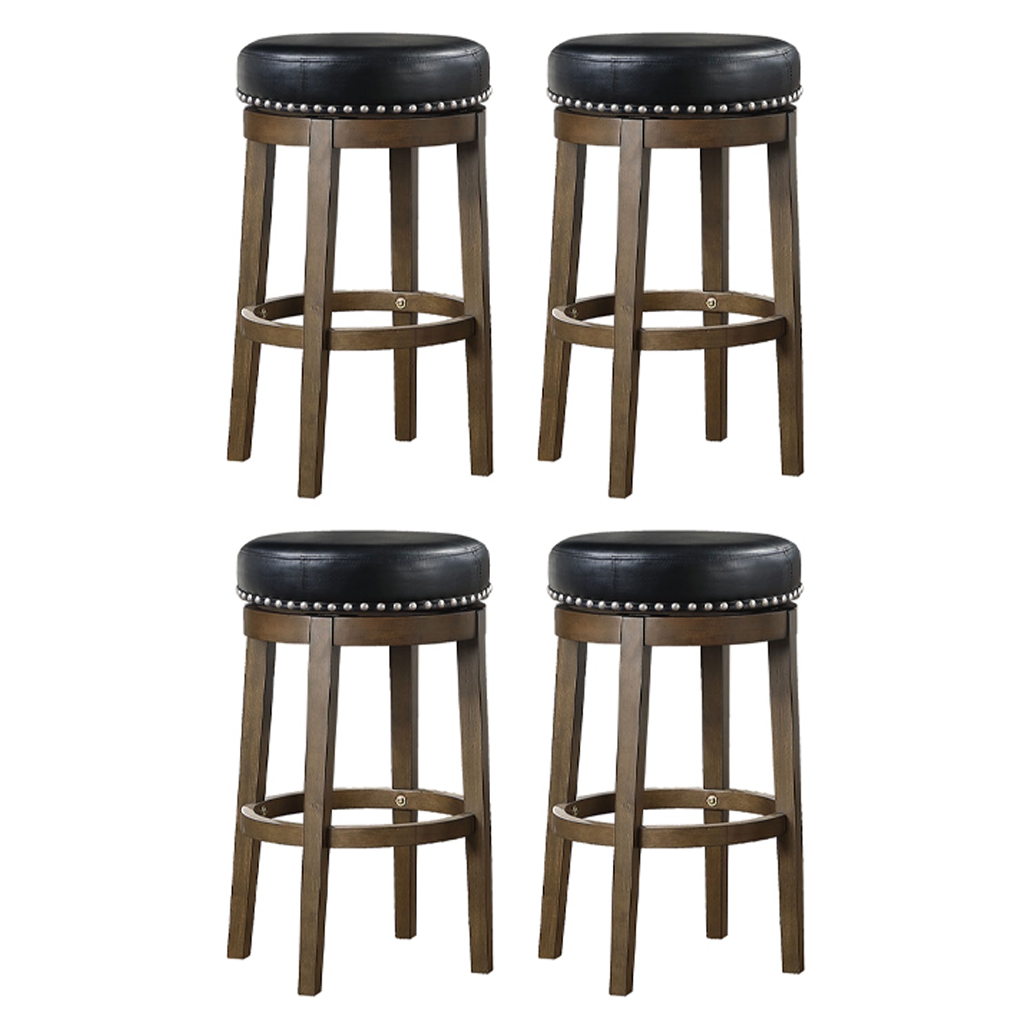 Lexicon Whitby 30.5 Inch Pub Height Round Swivel Seat Bar Stool, Black (4 Pack) - VMInnovations