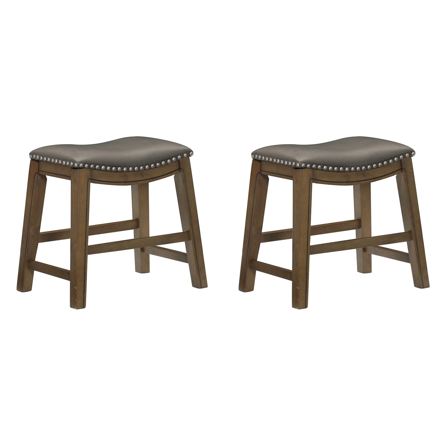 Homelegance 18" Dining Height Wooden Saddle Seat Barstool, Gray Brown (2 Pack) - VMInnovations