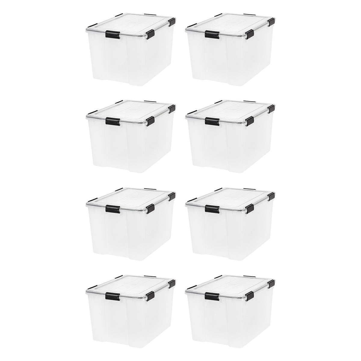 IRIS USA 8 Pack Weathertight 74 Quart Buckle Down Storage Box Container, Clear