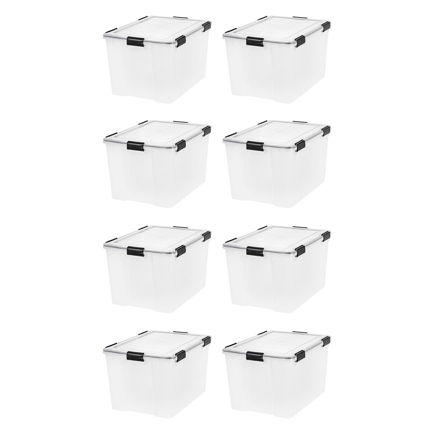 IRIS USA 8 Pack Weathertight 74 Quart Buckle Down Storage Box Container, Clear - VMInnovations