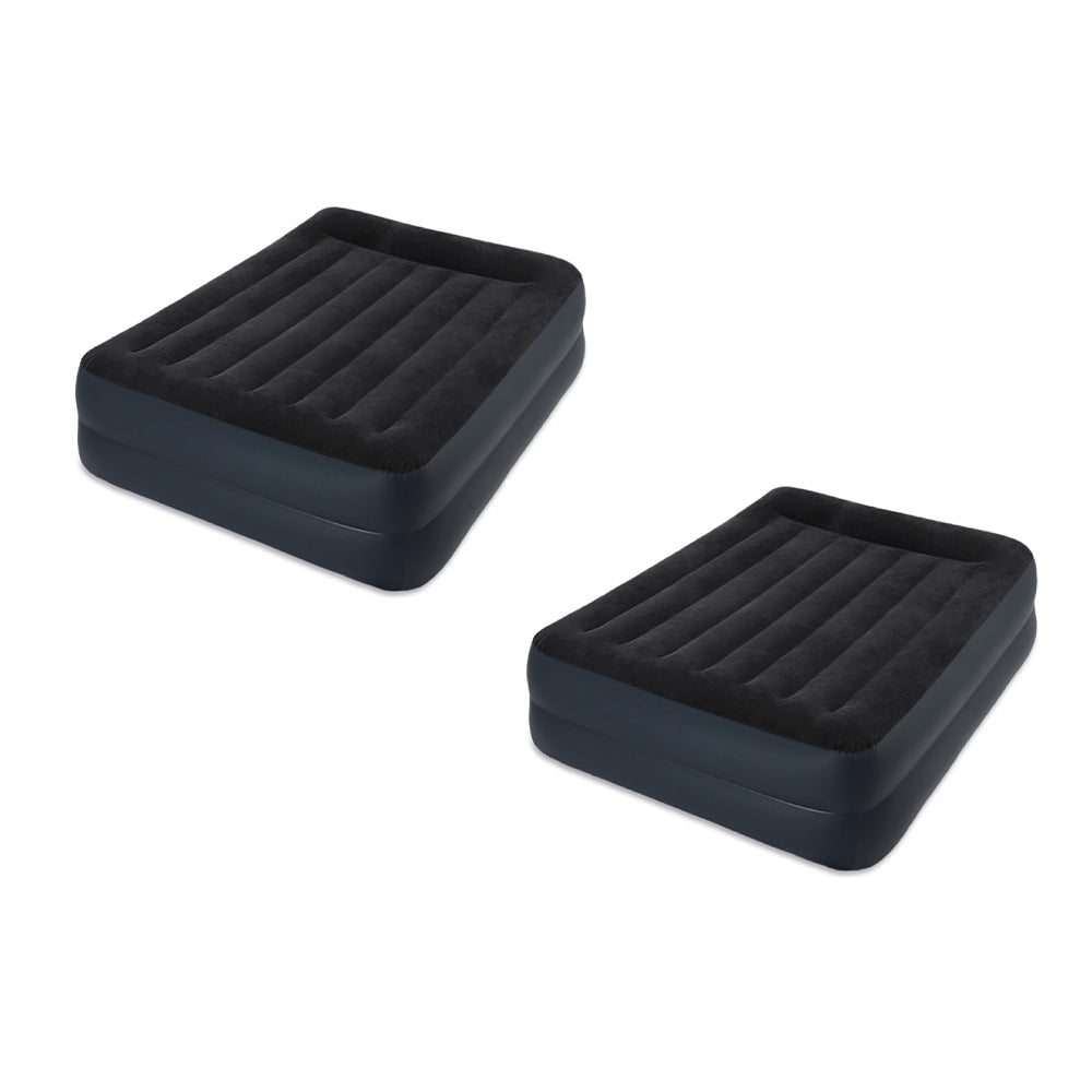 Intex Raised Fiber Tech Air Mattress Bed with Built In Pump, Queen (2 Pack)