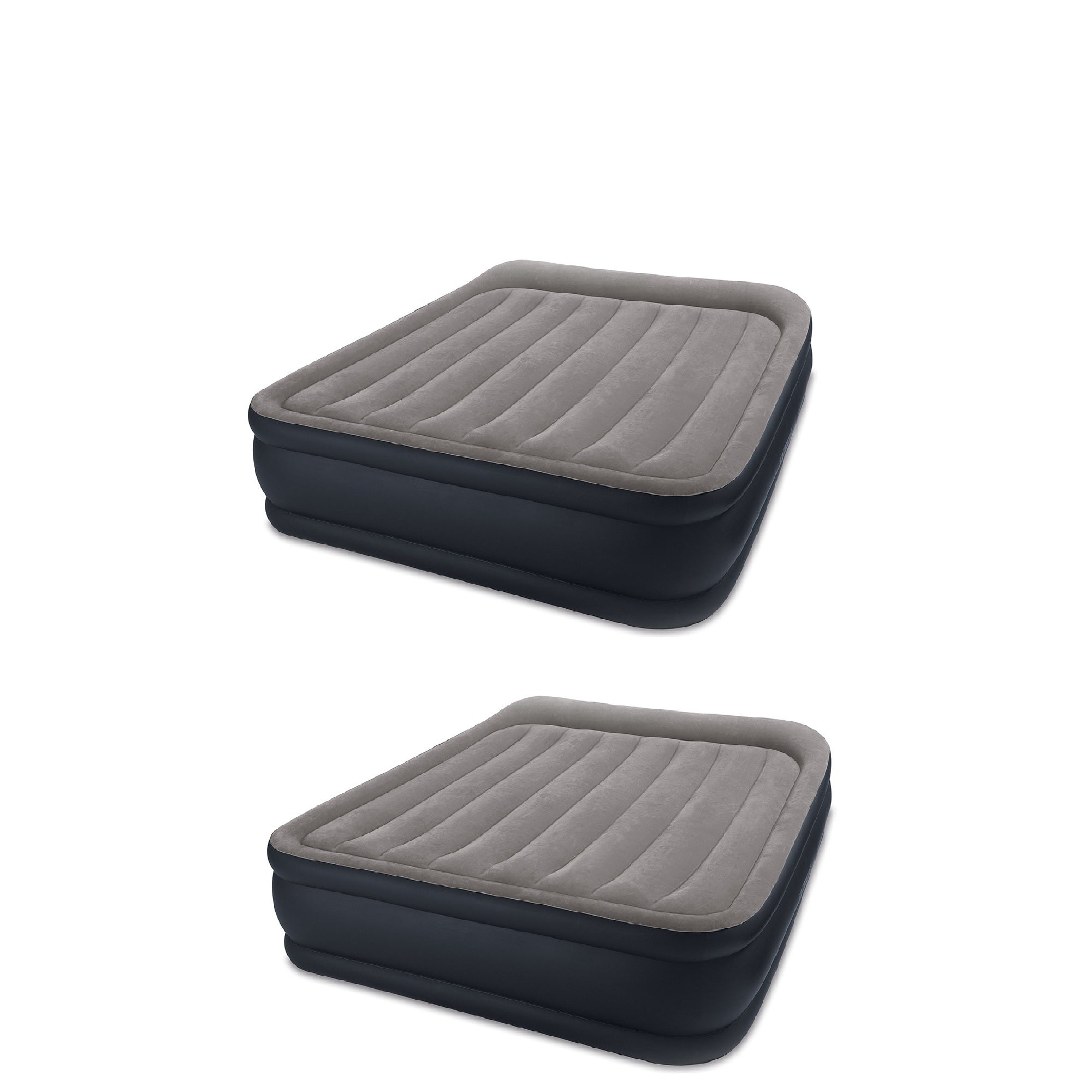 Intex Deluxe Raised Blow Up Air Bed Mattress with Built In Pump, Queen (2 Pack)