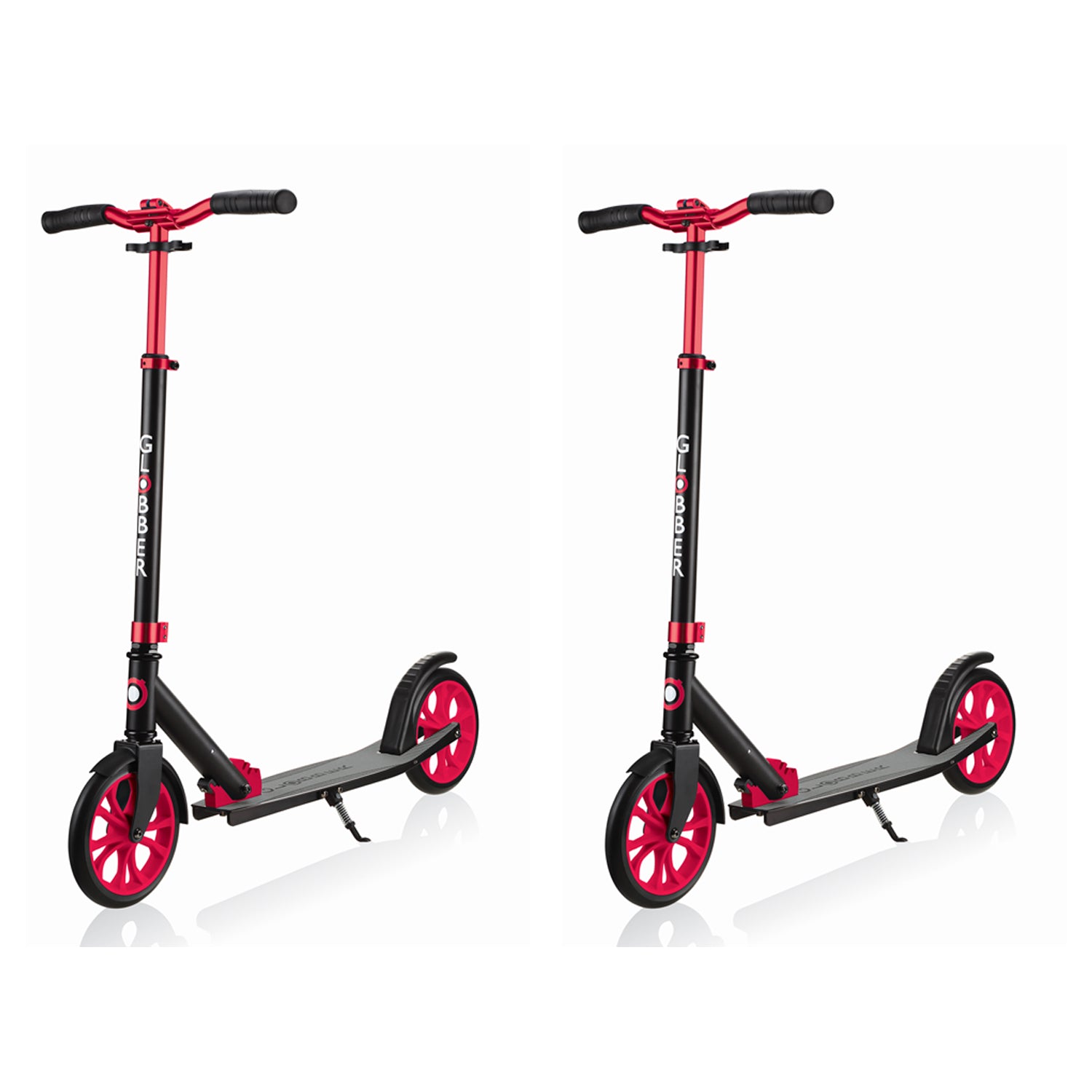 Globber 500-205 Adjustable Foldable 2-Wheel Kick Scooter, Black & Red (2 Pack)