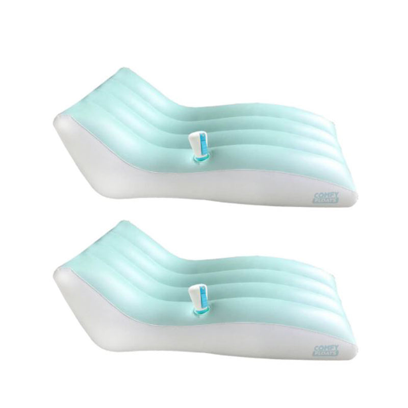 Comfy Floats Misting Chaise Lounger Inflatable Float for Water, Aqua (2 Pack)