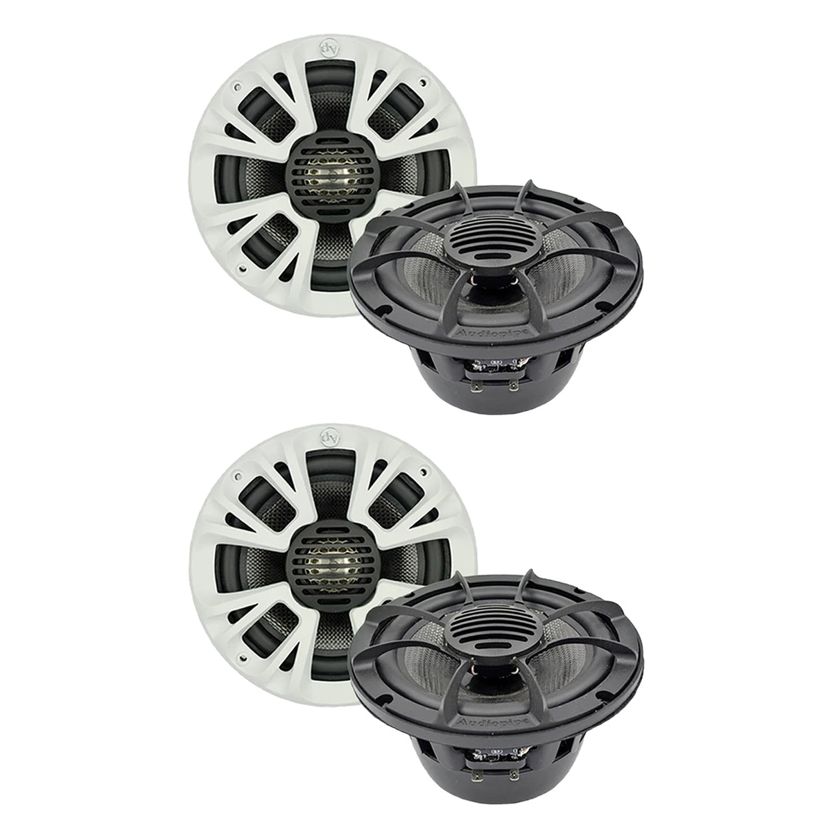 Audiopipe 500 Watt Max 8 Inch Marine Coaxial Car Speakers, Pair, Black (2 Pack)
