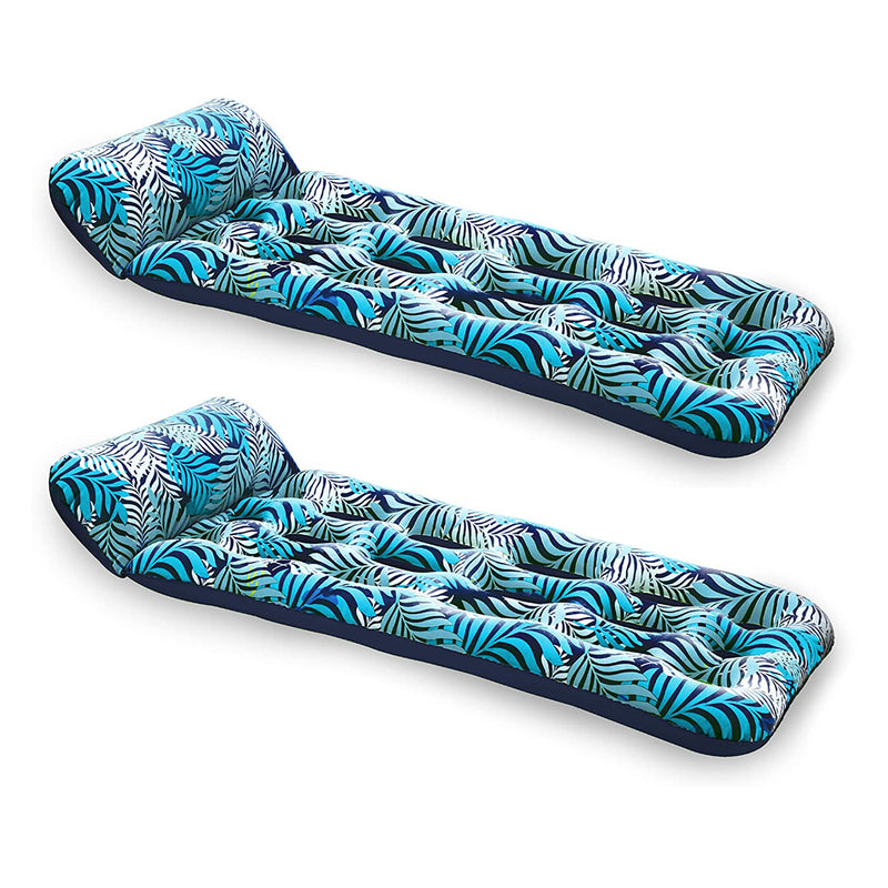 Aqua Leisure Inflatable Pool Float Water Contour Cooling Lounge, Blue (2 Pack)