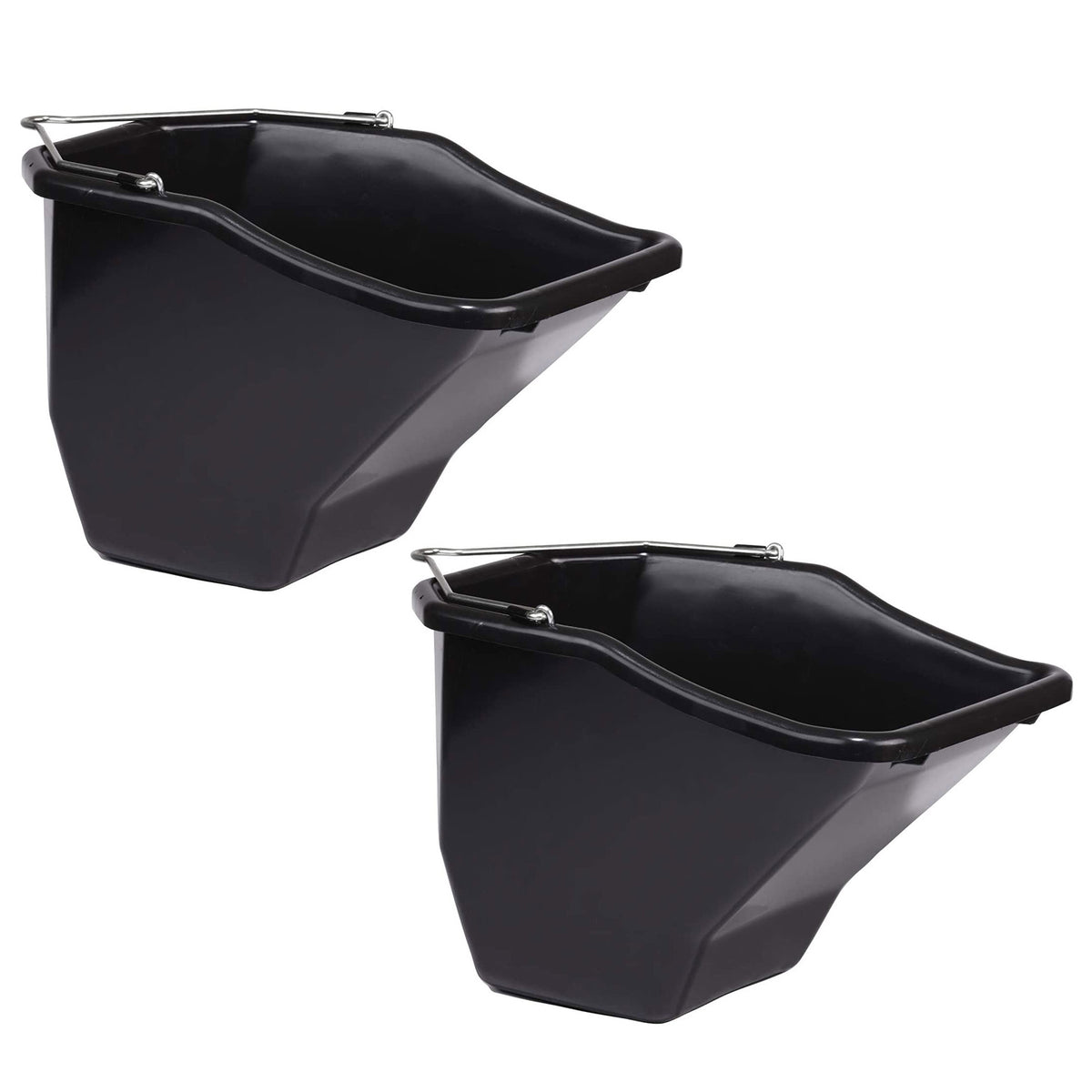 Little Giant 10QT Plastic Flat Back Livestock Feed Bucket, Black (2 Pack)