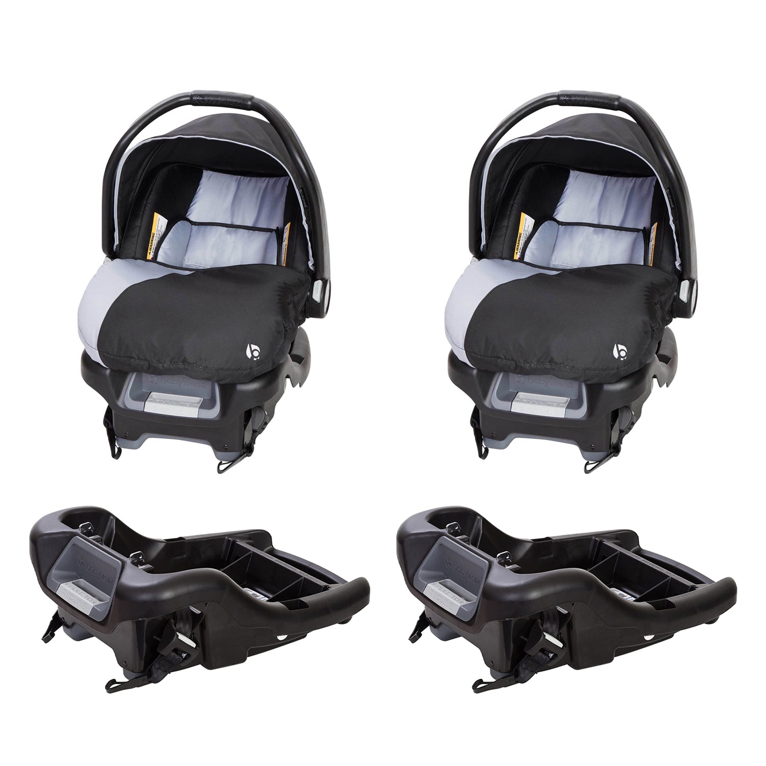 Baby Trend Ally Adjustable 35 Pound Infant Baby Car Seat and Car Bases (2 Pack)