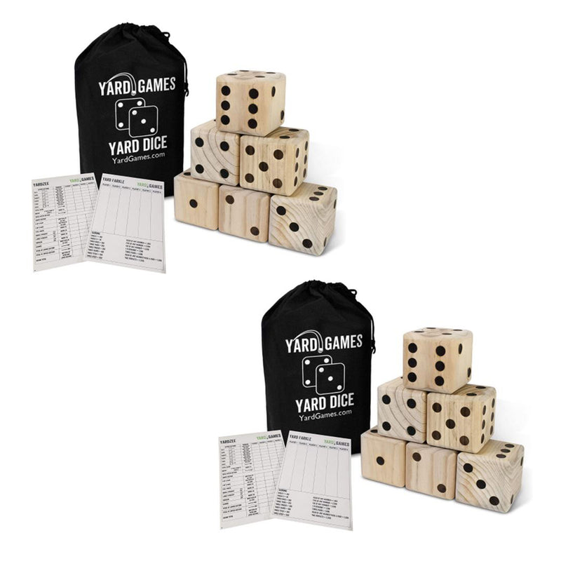 YardGames Giant Outdoor 3.5 Inch Wooden Dice Set w/ Scorecards & Case (2 Pack)