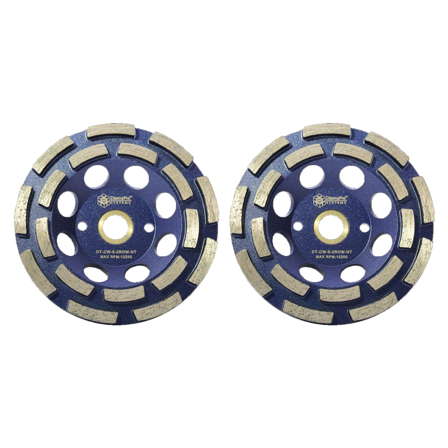 DiamaPro Systems Non Threaded 5" Double Row Concrete Grinding Cup Wheel (2 Pack)