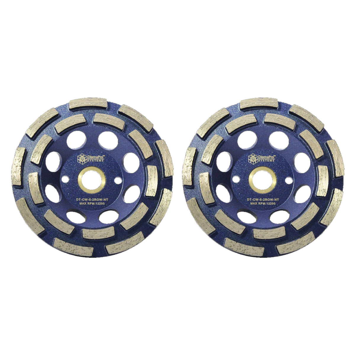 DiamaPro Systems Non Threaded 5" Double Row Concrete Grinding Cup Wheel (2 Pack)