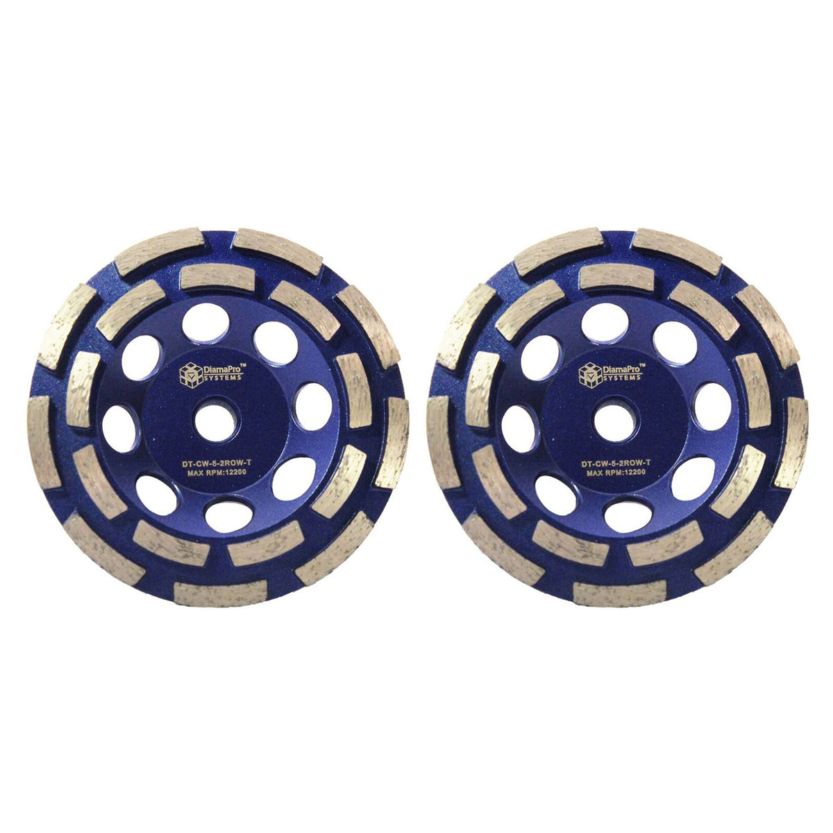 DiamaPro Systems Threaded 5" Double Row Concrete Grinding Cup Wheel (2 Pack)