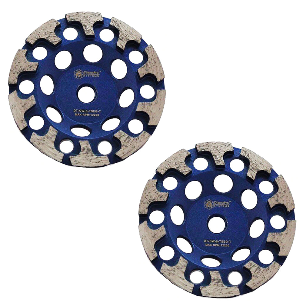 DiamaPro Systems Threaded T Segment Concrete/Stone Grinding Cup Wheel, (2 Pack)