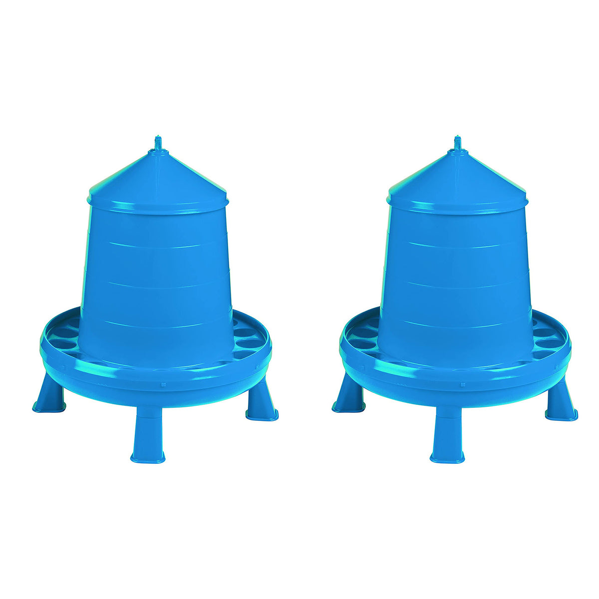 Double-Tuf High Capacity 17.5lb Durable Poultry Feeder with Legs, Blue (2 Pack)