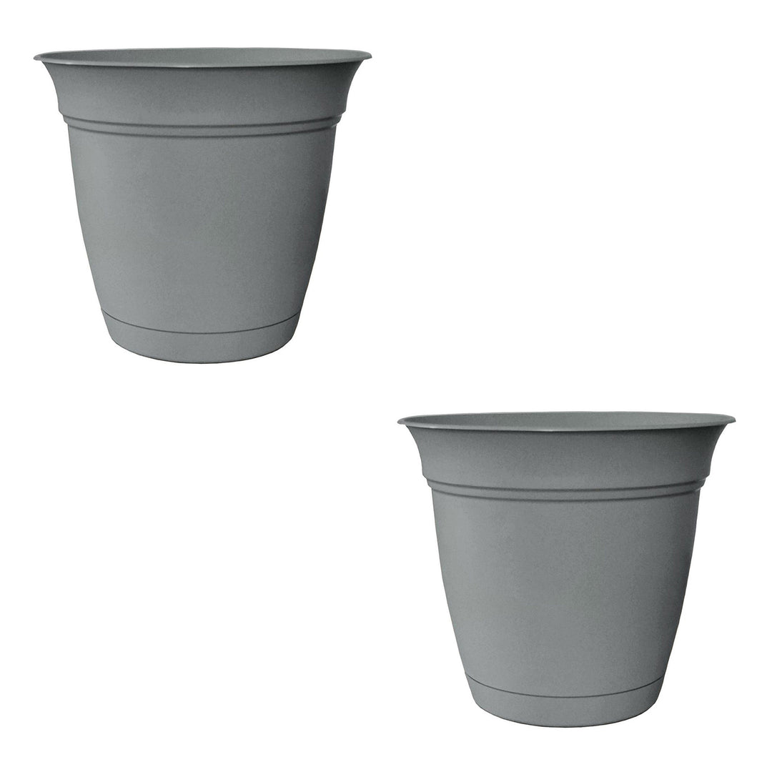 HC Companies 6 Inch Eclipse Planter with Attached Saucer, Stormy Gray (2 Pack) - VMInnovations