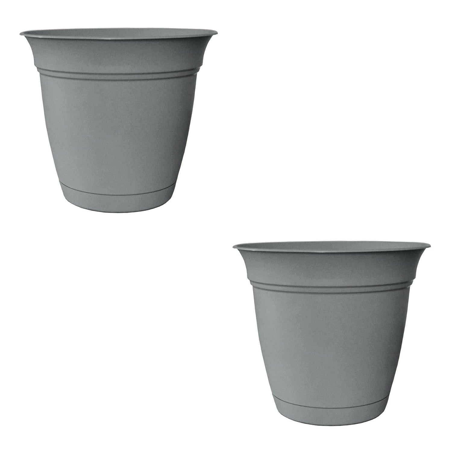 HC Companies 6 Inch Eclipse Planter with Attached Saucer, Stormy Gray (2 Pack) - VMInnovations