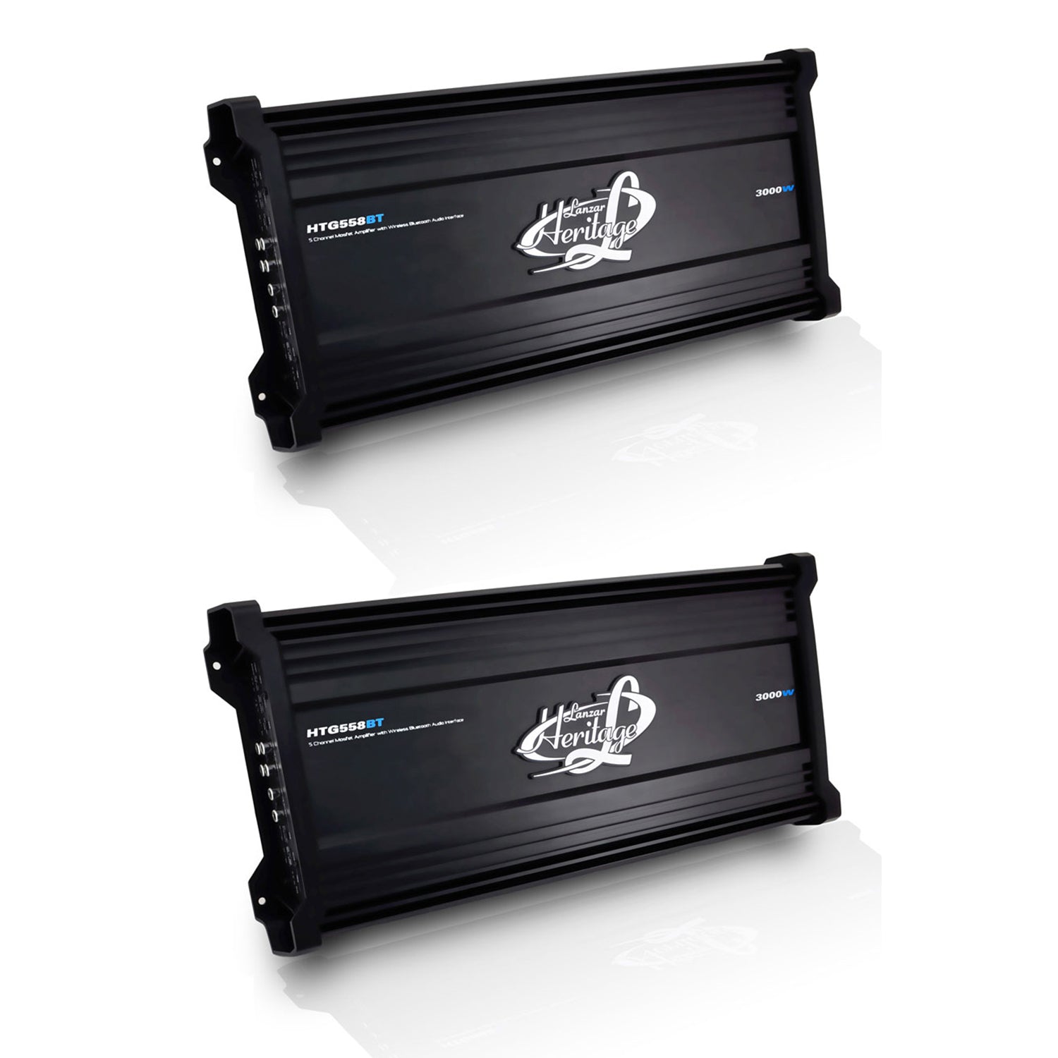 Lanzar HTG558BT 5 Channel 3000W Car Audio MOSFET Amplifier w/ Bluetooth (2 Pack) - VMInnovations
