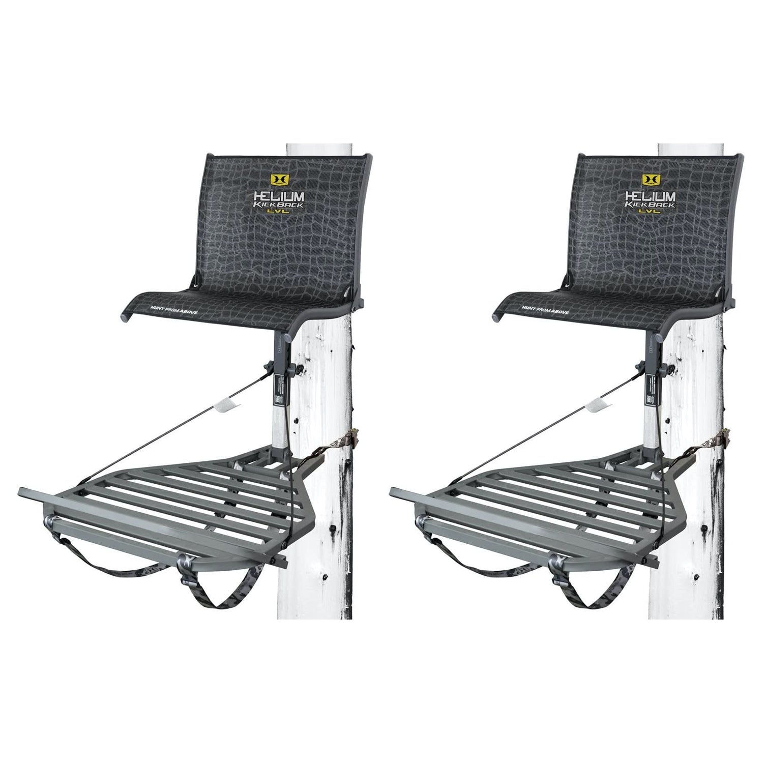 Hawk Helium Kickback LVL Hang-On Tree Stand with Leg Extension Footrest (2 Pack) - VMInnovations