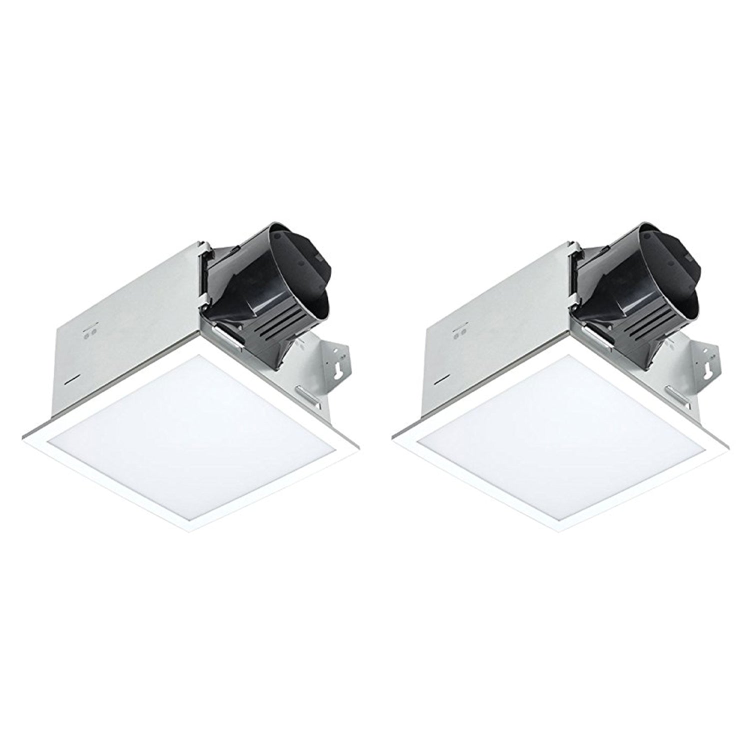 Delta Electronics 100 CFM Exhaust Bath Fan Edge Lit Dimmable LED Light (2 Pack)