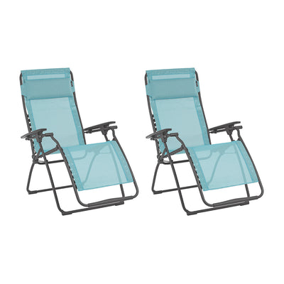 Lafuma Futura Batyline Iso Series Relaxation Lawn Chair Recliner, Blue  (2 Pack)