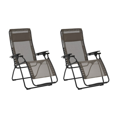 Lafuma Futura Batyline Series Relaxation Lawn Chair Recliner, Graphite (2 Pack)