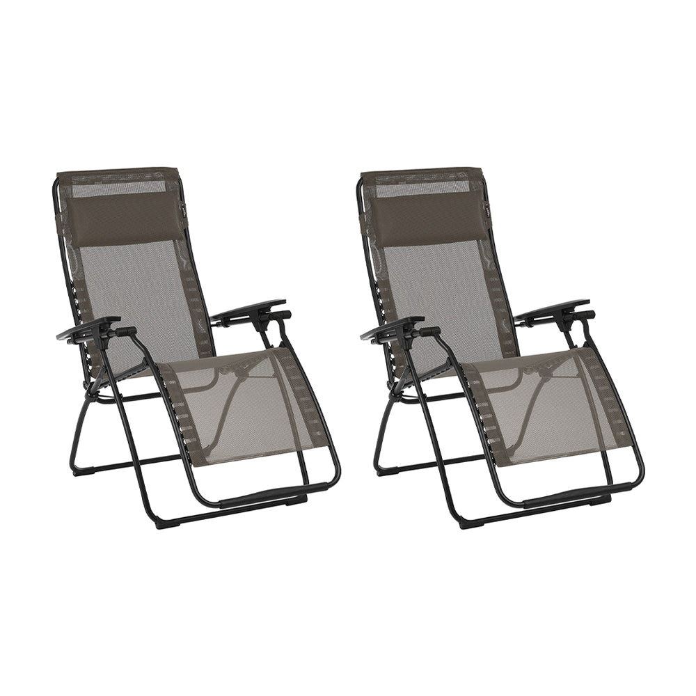 Lafuma Futura Batyline Series Relaxation Lawn Chair Recliner, Graphite (2 Pack)