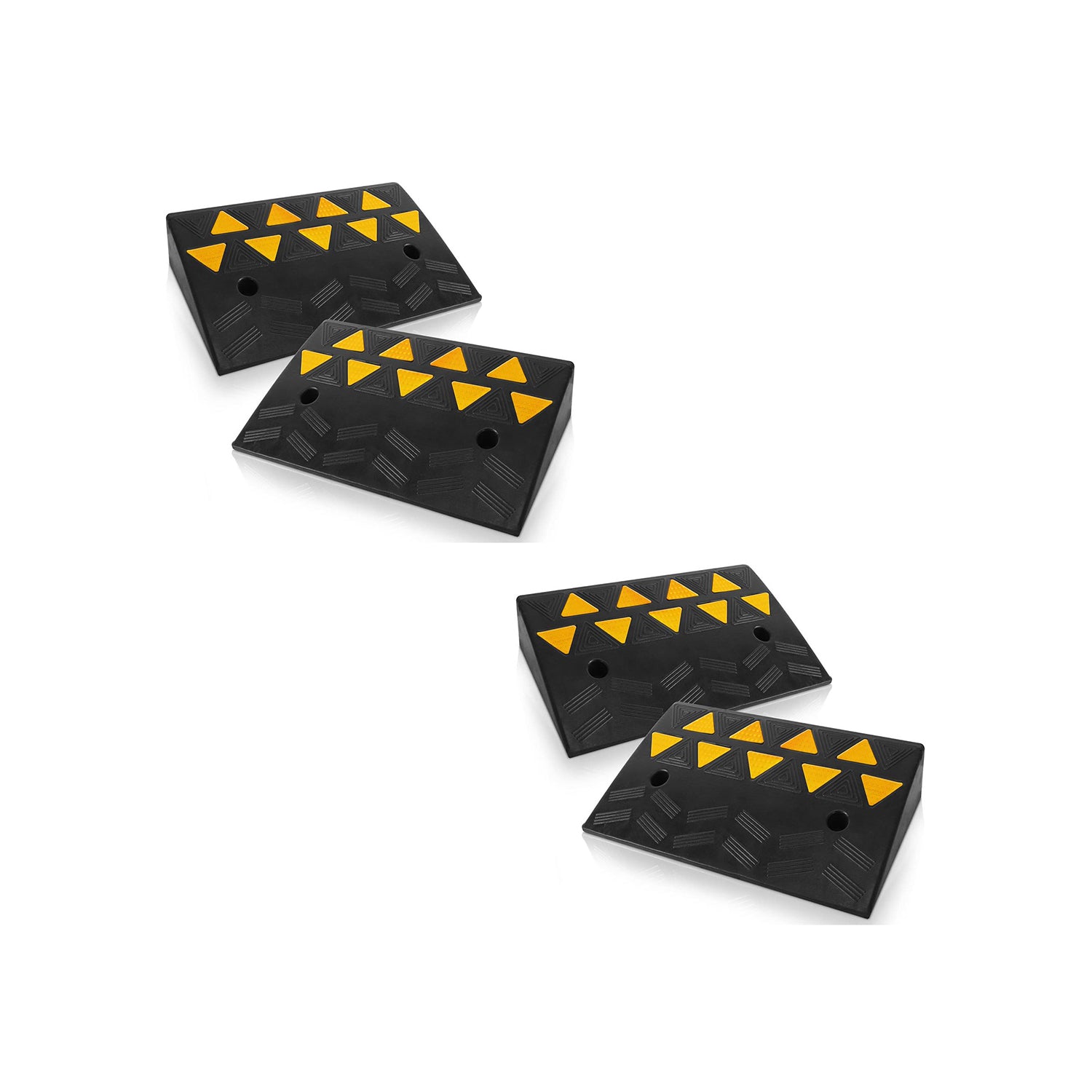 Pyle PCRBDR45 Car/Truck Heavy Duty Rubber Curbside Driveway Bridge Ramp (2 Pair)