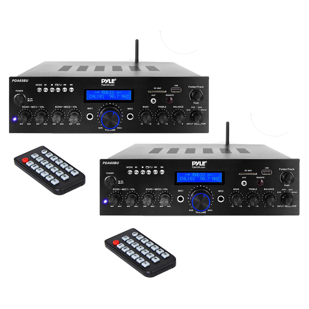 Pyle PDA65BU Bluetooth 2 Channel 200 Amplifier Receiver Sound System (2 Pack) - VMInnovations