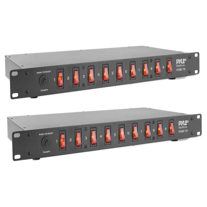 Pyle PDBC70 15 Amp Rack Mountable 9 Outlet Power Strip Surge Protector (2 Pack) - VMInnovations