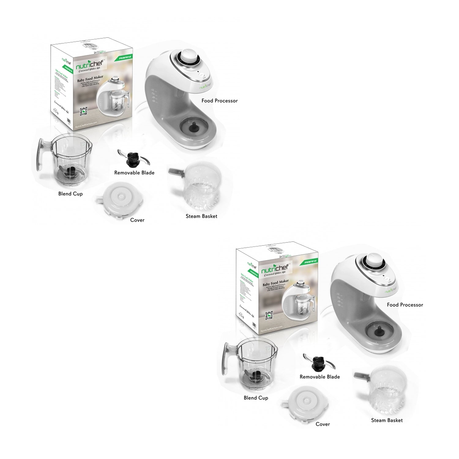 NutriChef Electric Baby Food Maker Puree Food Processor Blender Steamer (2 Pack) - VMInnovations