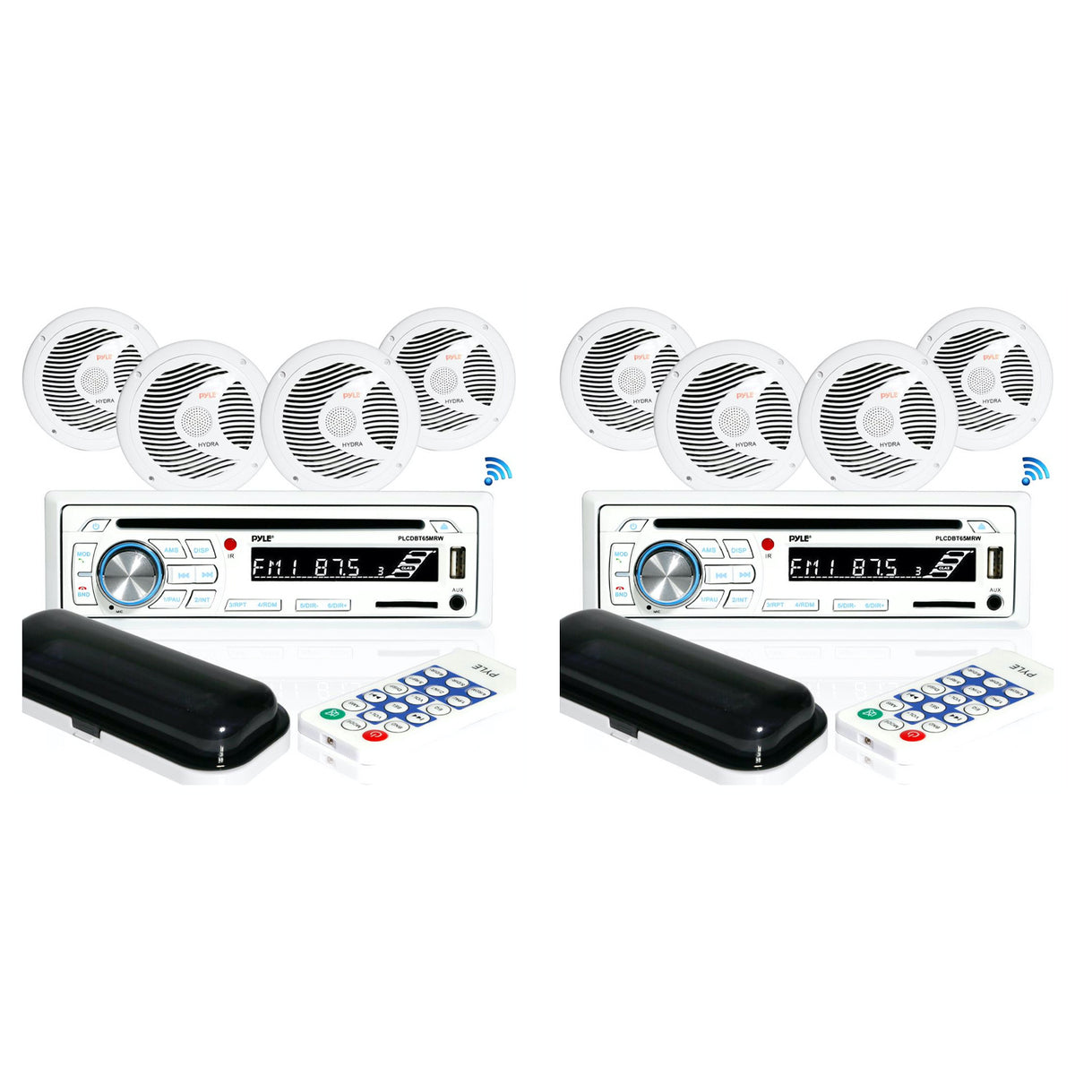 Pyle Marine Bluetooth Receiver Stereo System with 2 6.5 Inch Speakers (2 Pack)