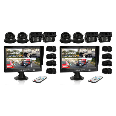 Pyle Waterproof Rearview System w/ 4 Cameras, 7" LCD Display, & Remote (2 Pack)