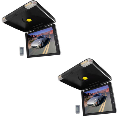 Pyle 14" TFT Flipdown Car Ceiling TV Video Monitor w/ Wireless Remote (2 Pack)