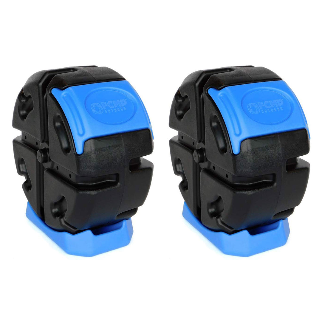 FCMP Outdoor Half Size 19 Gallon Rolling Composter Tumbler Bin, Blue (2 Pack) - VMInnovations