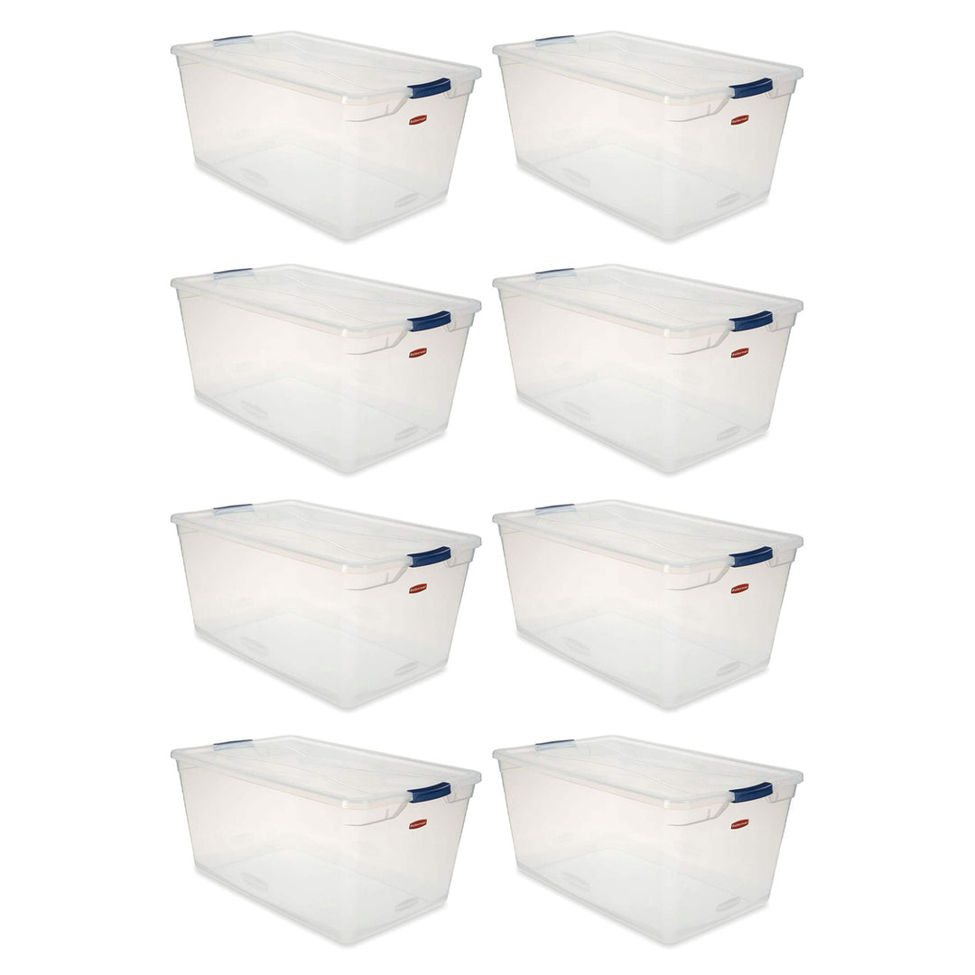 Rubbermaid Cleverstore 95 Quart Plastic Storage Container & Lid, Clear (8 Pack) - VMInnovations