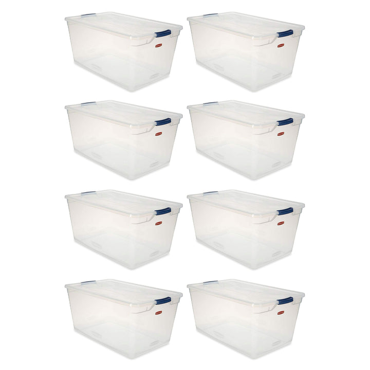 Rubbermaid Cleverstore 95 Quart Plastic Storage Container & Lid, Clear (8 Pack) - VMInnovations