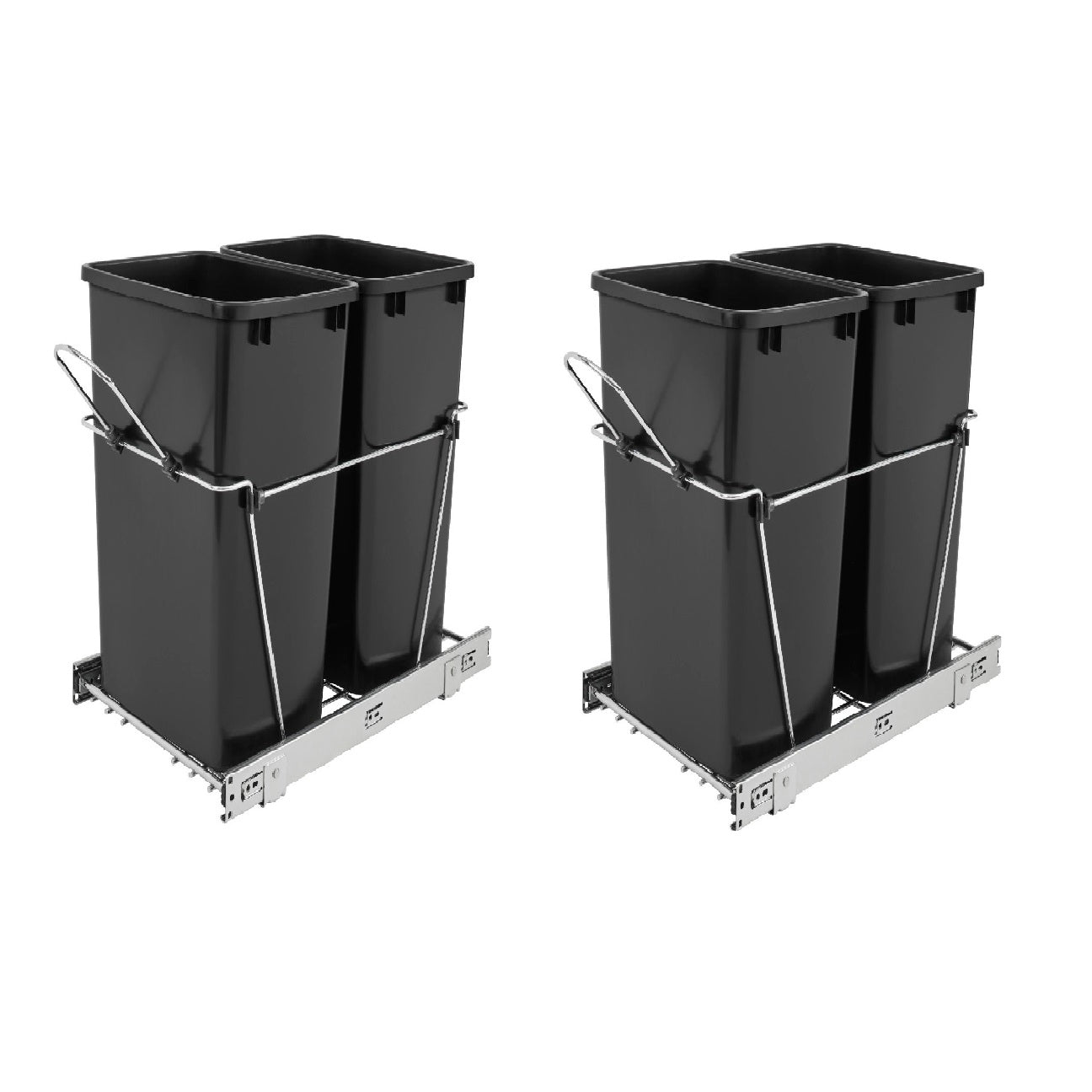Rev A Shelf Double 35 Quart Sliding Pull Out Waste Bin Container (2 Pack) - VMInnovations