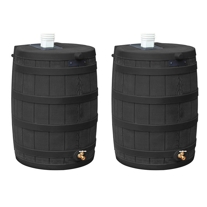 Good Ideas Rain Wizard 50 Gallon Plastic Rain Barrel Water Collector (2 Pack) - VMInnovations